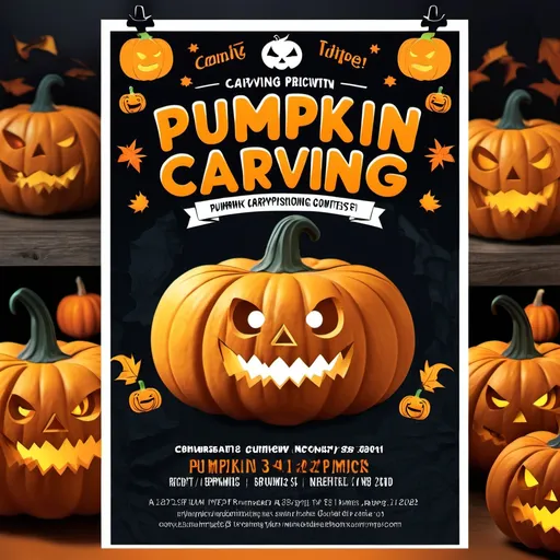 Prompt: A flyer for pumpkin carving contest