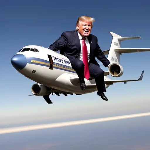 Prompt: donald trump flying