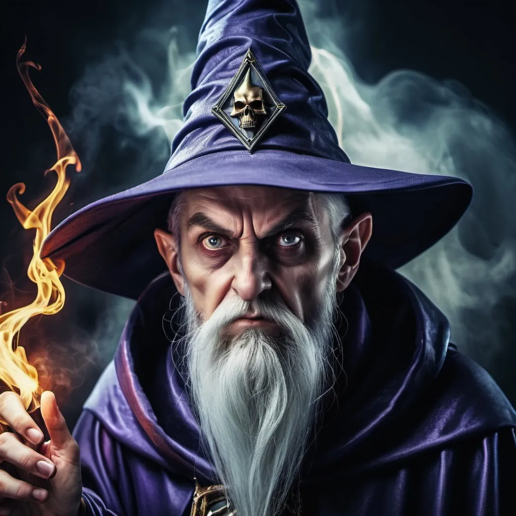 Prompt: An evil looking wizard