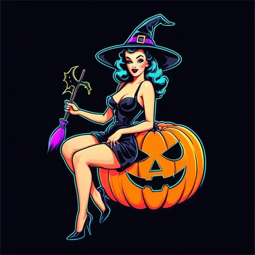 Prompt: Pin up witch
Neon colors
Halloween
Cute vintage clip art