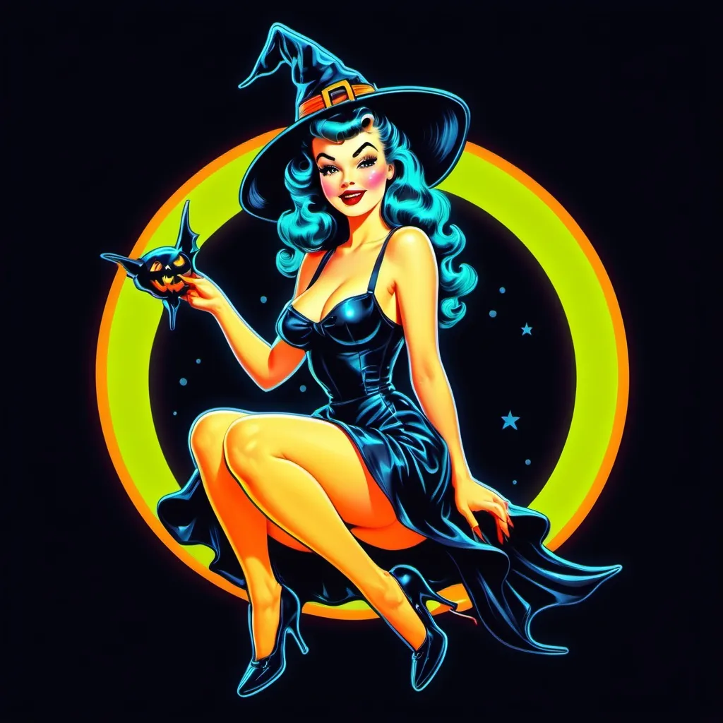 Prompt: Pin up witch
Neon colors
Halloween
Cute vintage clip art