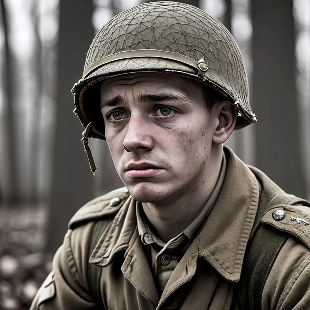 Prompt: A World War 2 soldier with PTSD