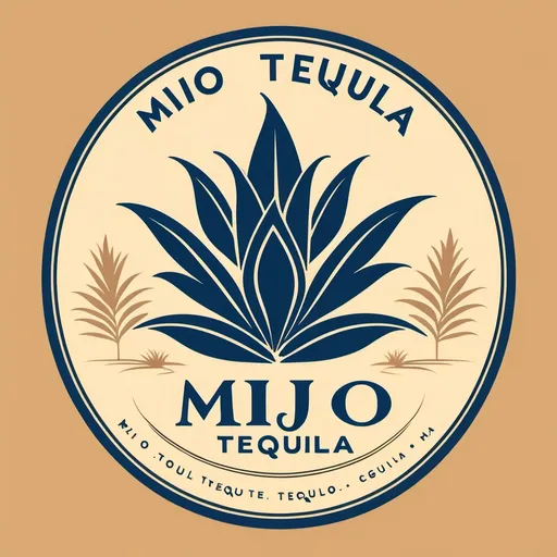 Prompt: Great Blue agave tequila logo with beige background. Name of the tequila brand is  called, “Mijo Tequila”