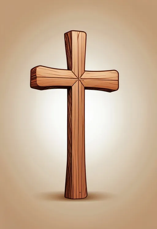 Prompt: A plain wooden Christian Cross in vector art. A transparentt background.