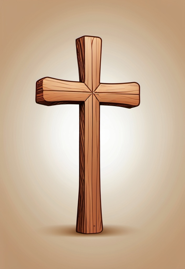 Prompt: A plain wooden Christian Cross in vector art. A transparentt background.