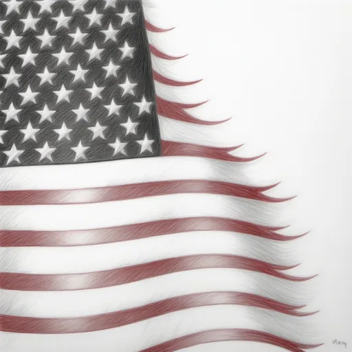 Prompt: Pencil art of American Flag