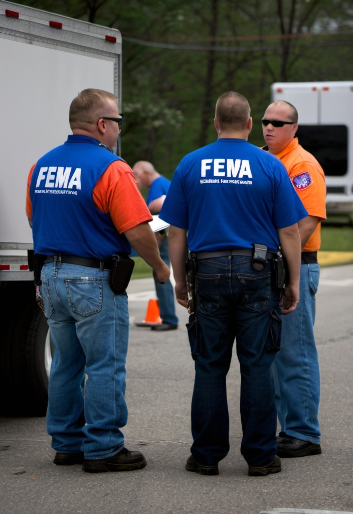 Prompt: FEMA officials blocking volunteers.