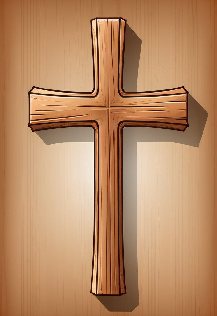 Prompt: A plain wooden Christian Cross in vector art. No background.