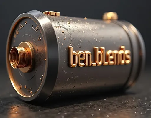 Prompt: high quality rendering, realistic 3D modeling, industrial, with the words "ben_blends" embossed(focal point), detailed components, dramatic lighting, studio lighting effects, commercial photograph, transparent shadows, dynamic composition, product shot, intricate details, professional, highres, ben_blends design