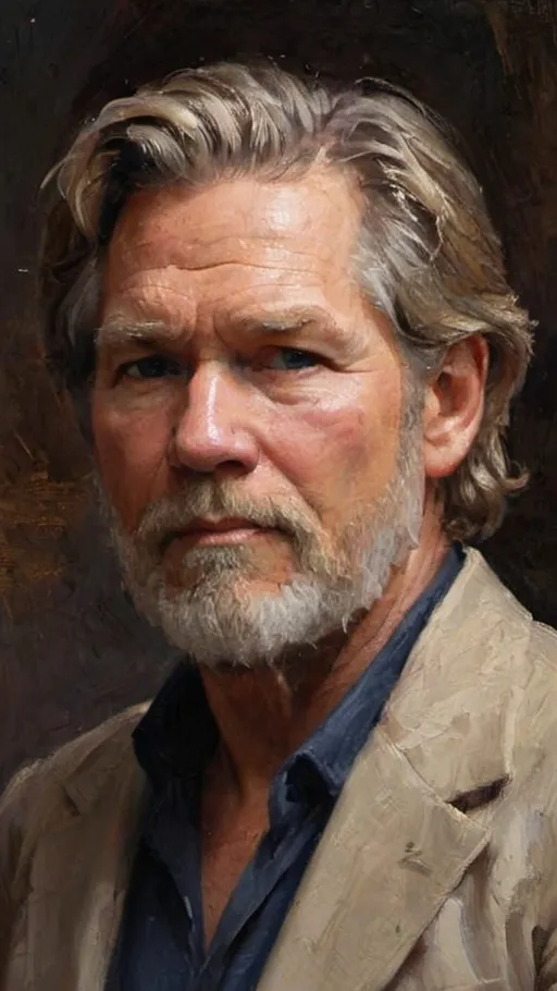 Prompt: Prompt for OpenAI: George Dawe Style Painting
create a painitng of jeff bridges
Create a painting in the style of George Dawe, focusing on a historical figure of your choice. Emphasize detailed facial features, dramatic lighting, and a rich color palette to capture the essence of the subject. The background should be simple yet elegant, enhancing the figure's prominence. Incorporate elements that reflect the subject's achievements or era, adding depth and context to the composition. Aim for a sense of dignity and character, reminiscent of Dawe’s renowned portrait style.