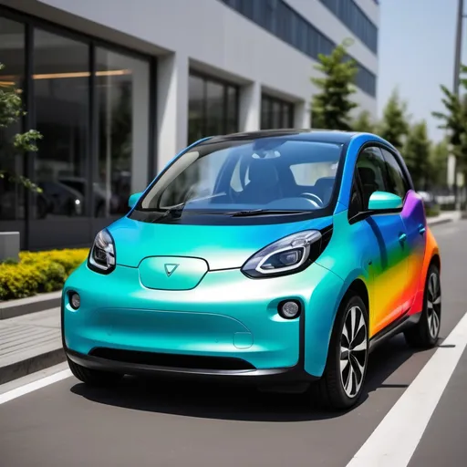 Prompt: An electric car which is colorful