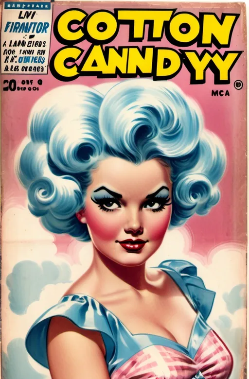 Prompt: vintage comic book cover art of a cotton cAndY