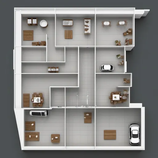 Prompt: Linear Layout floorplan

- General Dealer (120m²): left side, with fire escape at rear
- Bakery (55m²): middle, with display cabinet facing main entrance
- Butchery (65m²): right side, with walk-in refrigerator at rear
- Courtyard: rear, with delivery area, waste disposal, and toilet facilities
- Awning: continuous, 1.5m wide, along shop frontages
- Façade: high wall with signage space above awning