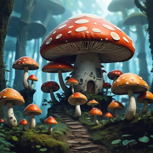 Prompt: An Avatar like world with mushrooms