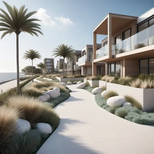 Prompt: A coastal landscape theme for high end residential development