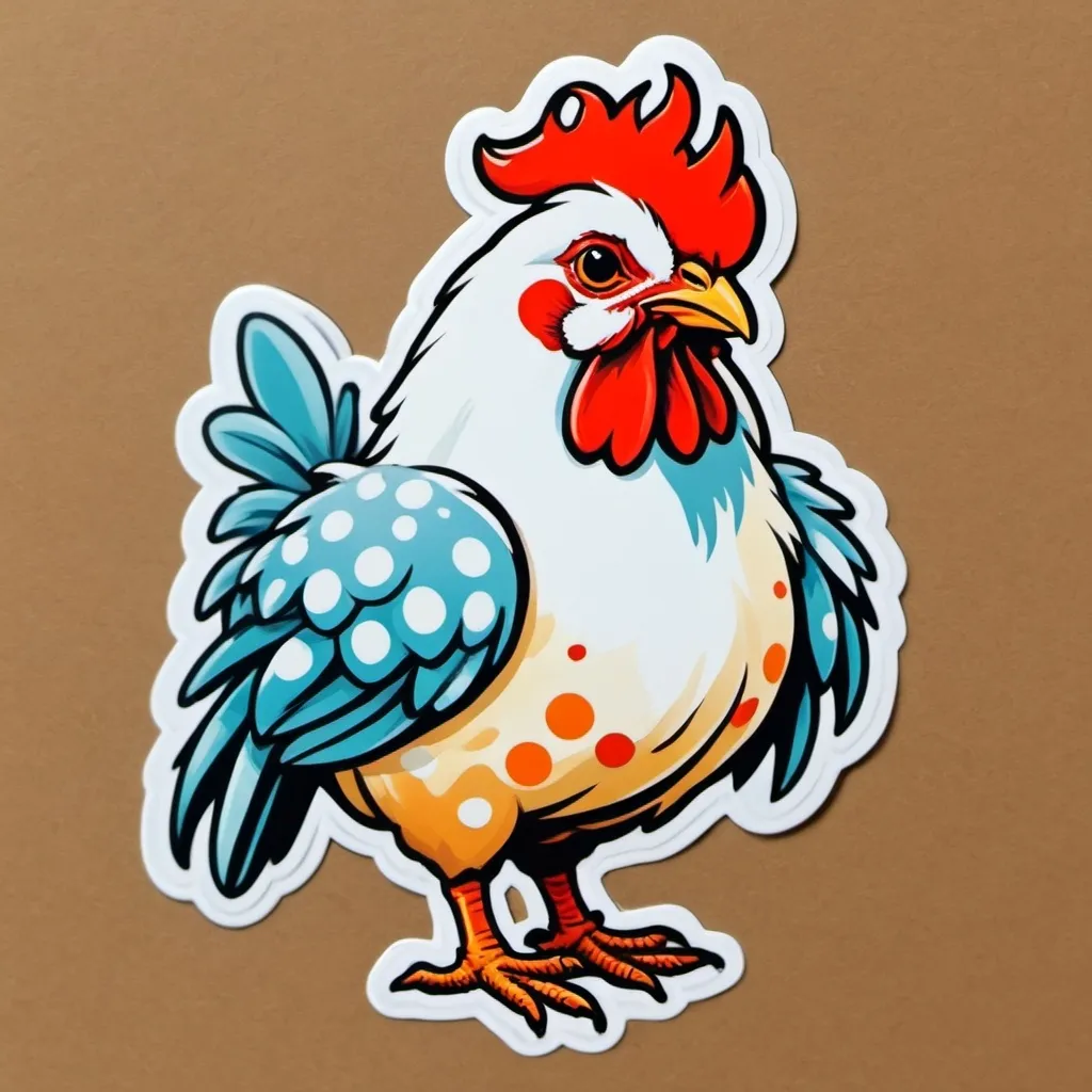 Prompt: Young female dwarf Chicken with dots