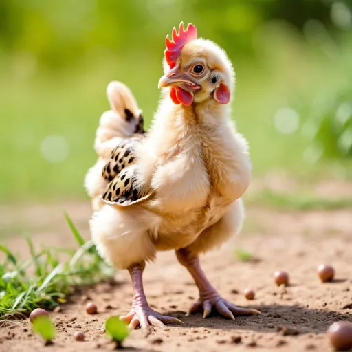 Prompt: Young female chicken with dots