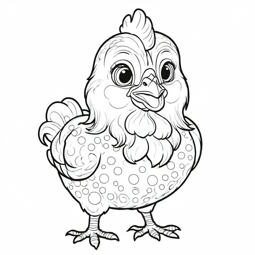 Prompt: Young female dwarf Chicken with dots