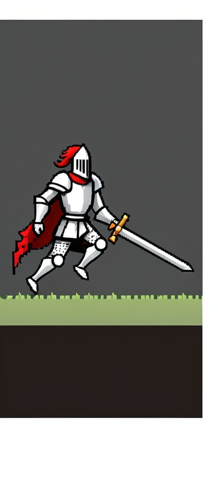 Prompt: Medieval, 2d, knight, running pixel art