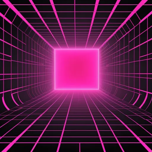 Prompt: a pink and black background with a grid pattern in the middle of it, with a black background and a pink grid pattern in the middle, Beeple, retrofuturism, retrowave, a stock photo