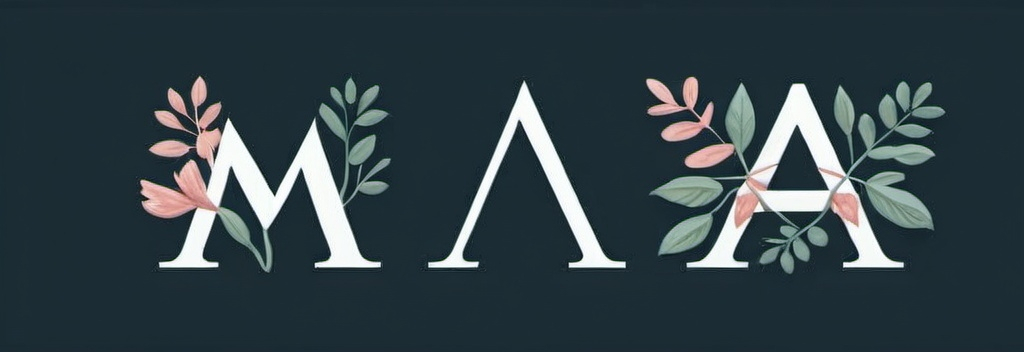 Prompt: Hide the letters m and A and A in a delicate rectangular logo that mimics trees, flowers or plants