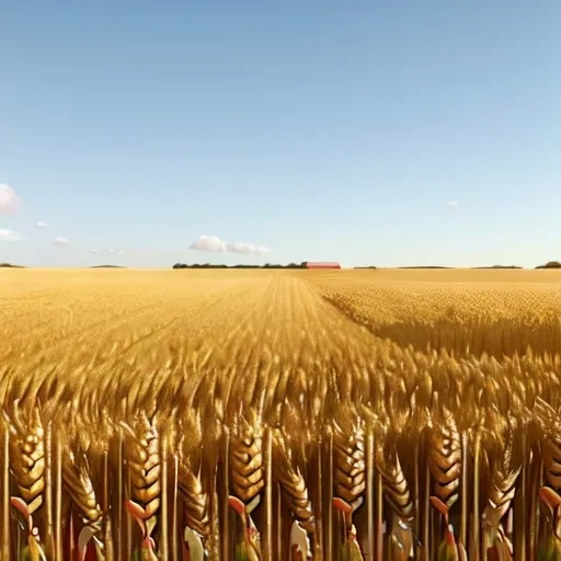 Prompt: field with wheat on a piece of land