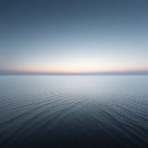 Prompt: endless horizon, fog blurs the line between sky and sea, open ocean, open sky, no clouds, no land