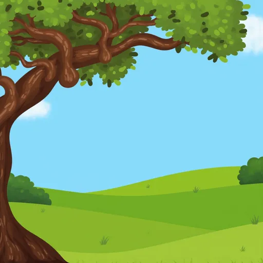 Prompt: majestic tree, vibrant rolling green hills, (clear blue sky), serene landscape, lush greenery, sunlight illuminating the scene, picturesque atmosphere, tranquil mood, deeply saturated colors, (highly detailed), perfect for a calming nature scene, breathtaking outdoor imagery, evokes peace and harmony, beautiful clouds scattered across the blue expanse, (4K resolution)