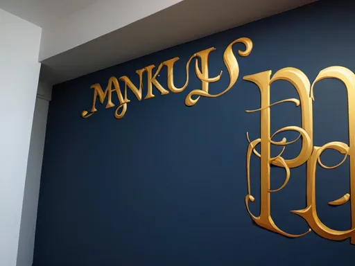 Prompt: blend the word with gold on the wall like been manually drawn