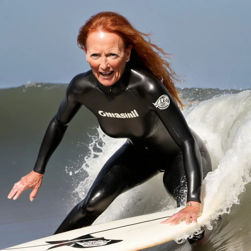 Prompt: Janet Mason surfing