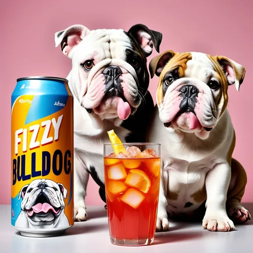 Prompt: new fizzy drink bulldogs and cats