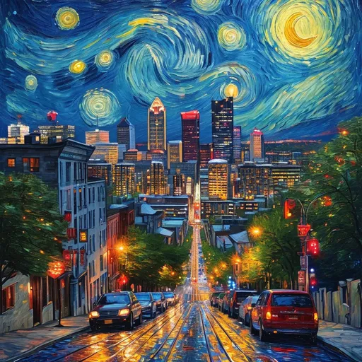 Prompt: Montreal magical night in Van Gogh style