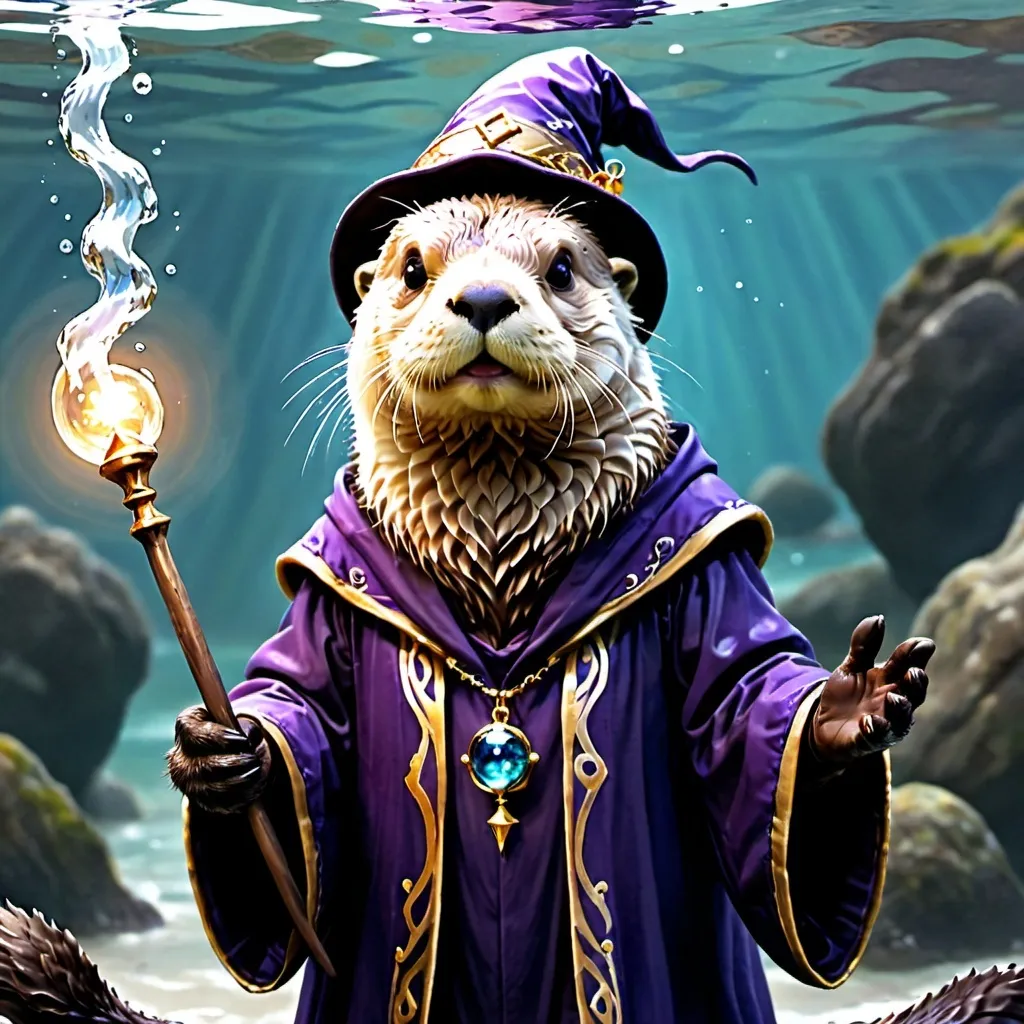 Prompt: a sea otter wizard