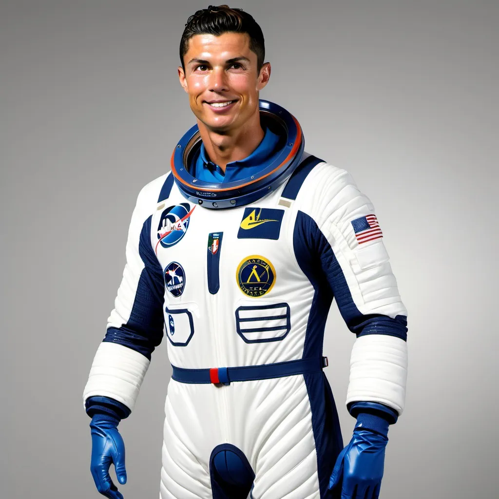 Prompt: Cristiano Ronaldo wearing space suit