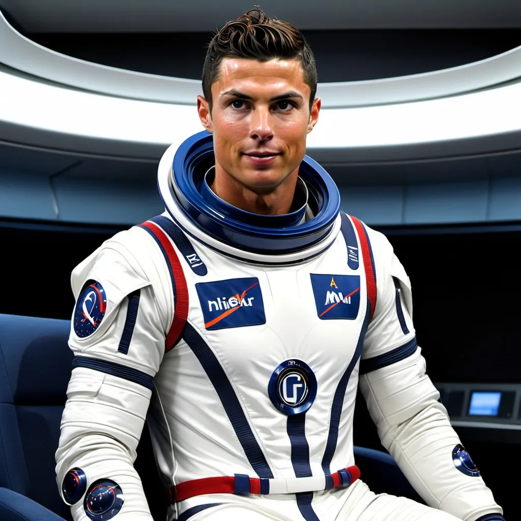 Prompt: Cristiano Ronaldo wearing space suit