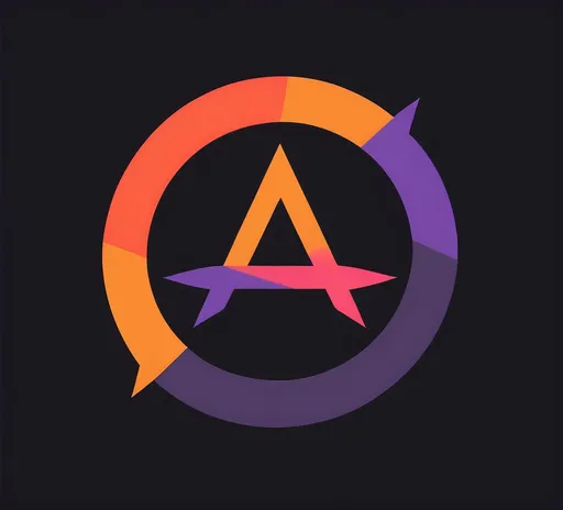 Prompt: a minimalist flage logo design, black, red, orange and purple colors and a retro aesthetic, anarchy symbol