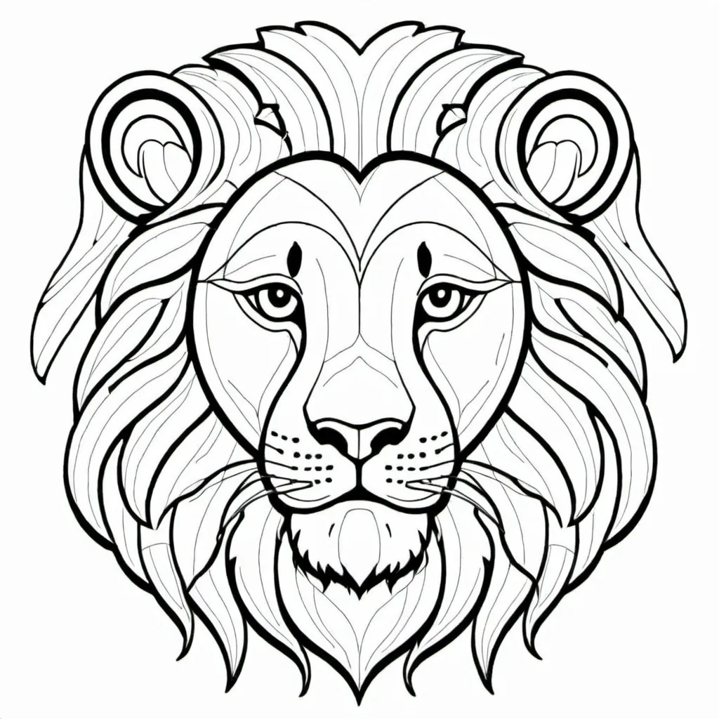 Prompt: Intarsia pattern of lion face