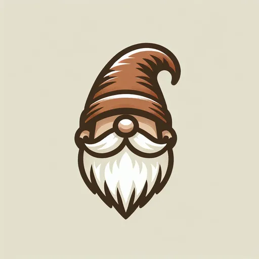 Prompt: A gnome style hat and white beard, natural colors, simple design, ideal for a logo or t-shirt design. No facial features, only the hat and beard. 