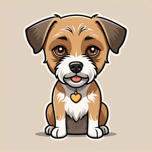 Prompt: A cute, simple, cartoon version of a border terrier dog,  with brown eyes, tan hair with some white hair highlights, that can be used for a pioper scooper business logo