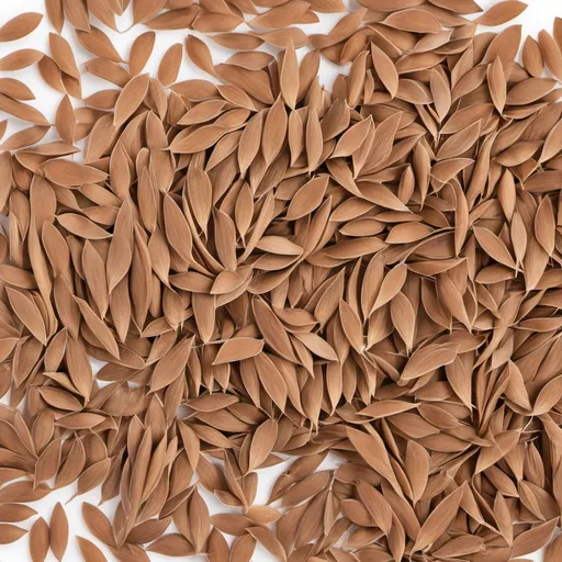 Prompt: The Seeds of linum usitatissimum in Front of a white background
