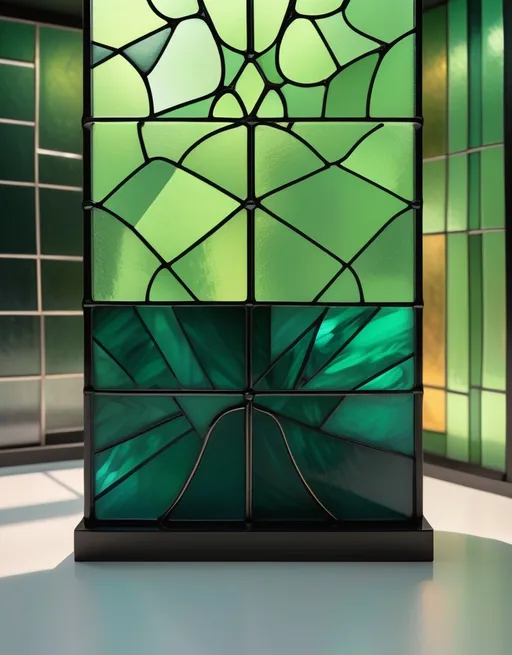 Prompt: Design of a religious stained glass pattern
 Art Green, cubo-futurism, dark vibes