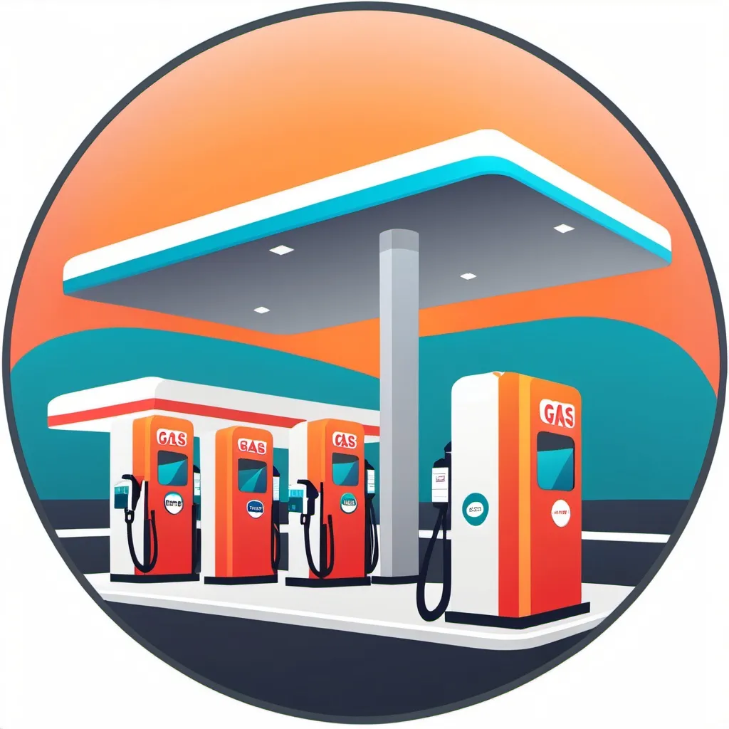 Prompt: Gas station circular icon