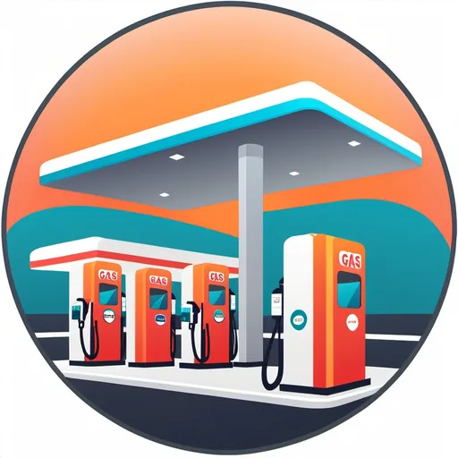 Prompt: Gas station circular icon