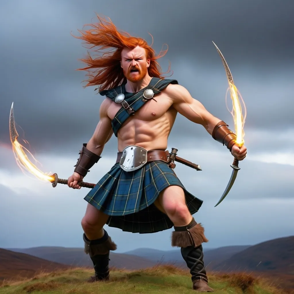 Prompt: Scottish warrior in energy field