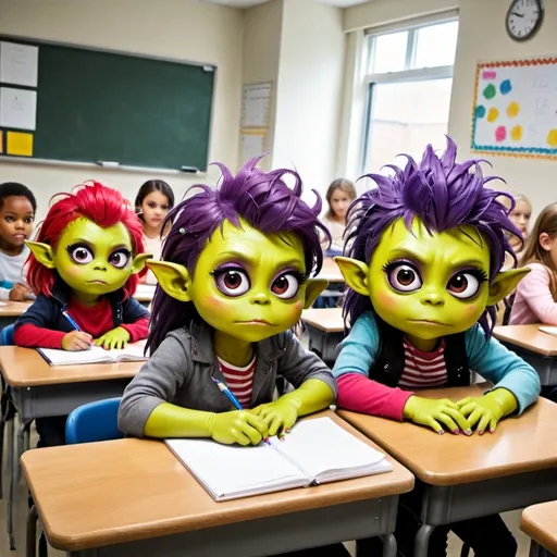 Prompt: little monsters in class