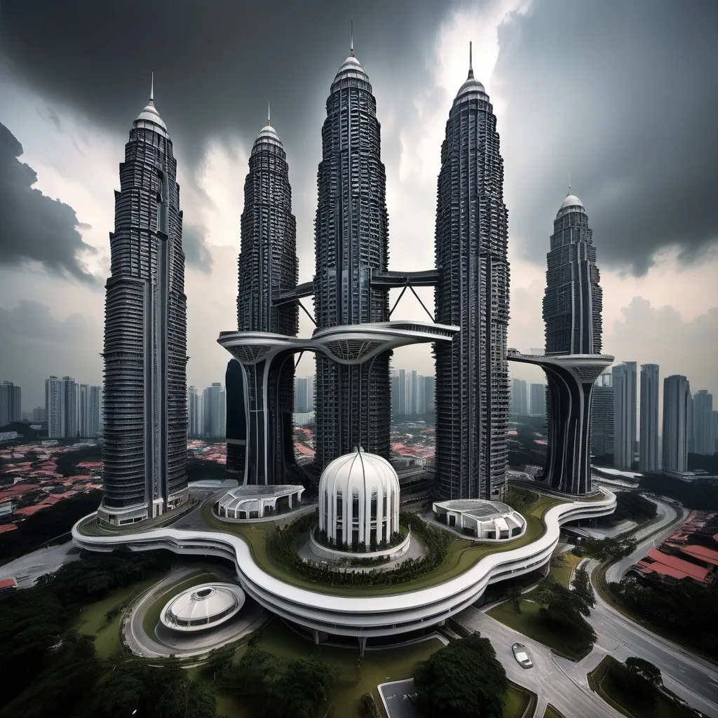 Prompt: Surreal cityscape for capital  of Malaysia' buildings