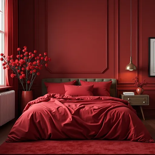 Prompt: valentiines day red roses bedroom
