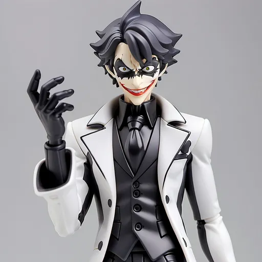 Prompt: Max Factory Persona 5 Joker figma, Halfbody, lineart, solid white background 