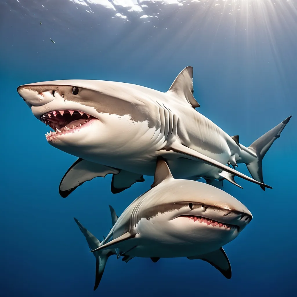 Prompt: A bull shark mixed with a great white shark