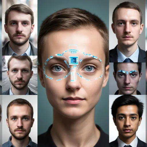 Prompt: create an image of surveillance and facial recognition
